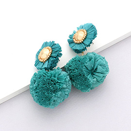 Raffia Ball Dangle Earrings