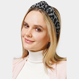 Leopard Patterned Knot Burnout Headband