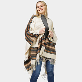 Aztec Patterned Cape Poncho