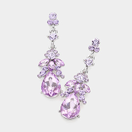 Marquise Crystal Teardrop Accented Evening Earrings