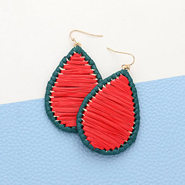 Raffia Wrapped Teardrop Dangle Earrings