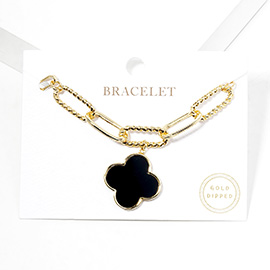 Gold Dipped Quatrefoil Charm Bracelet