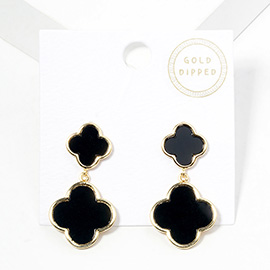 Gold Dipped Double Quatrefoil Link Dangle Earrings