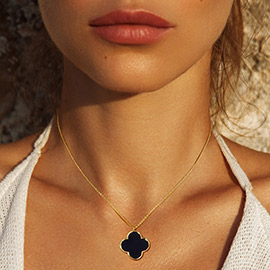 Gold Dipped Quatrefoil Pendant Necklace