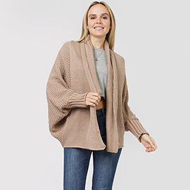 Solid Sweater Open Cardigan