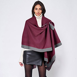 Shoulder Strap Bordered Ruana Poncho