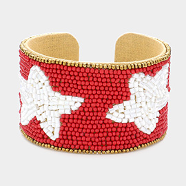 Game Day Beaded Star Accented Cuff Bracelet