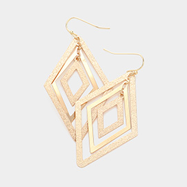 Triple Open Metal Rhombus Link Dangle Earrings