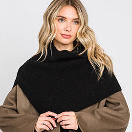 Slit Turtleneck Knit Shawl Scarf