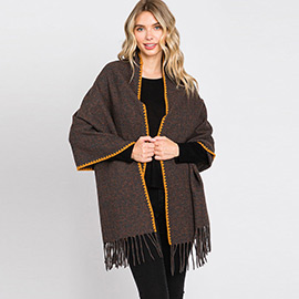 Edge Pointed Fringe Oblong Scarf