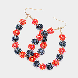 Faceted Bead Cluster Floral Teardrop Earrings