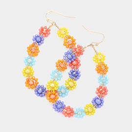 Faceted Bead Cluster Floral Teardrop Earrings 