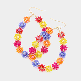 Faceted Bead Cluster Floral Teardrop Earrings 