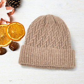 Solid Braided Knit Beanie Hat