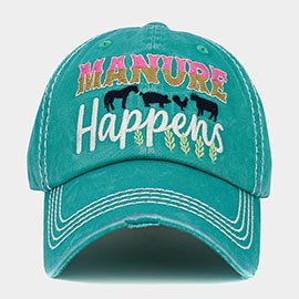 Manure Happens Message Animals Pointed Vintage Baseball Cap