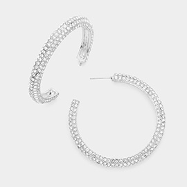 CZ Embellished Hoop Earrings