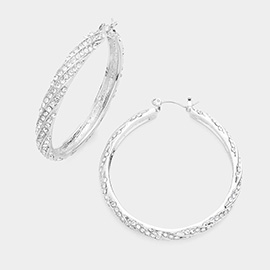 CZ Embellished Hoop Pin Catch Earrings