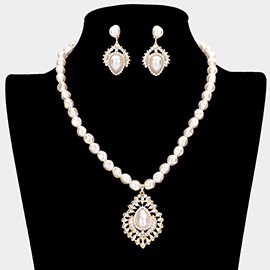 Teardrop Pearl Accented Petal Necklace