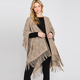 Patterned Fringe Ruana Poncho