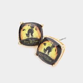 Cat Cushion Square Stud Earrings