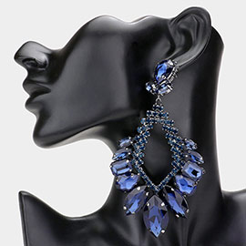 Multi Stone Cluster Statement Evening Earrings