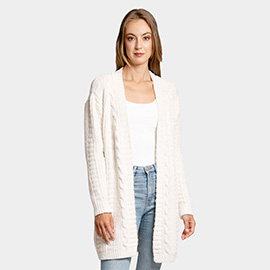 Solid Twisted Knit Cardigan