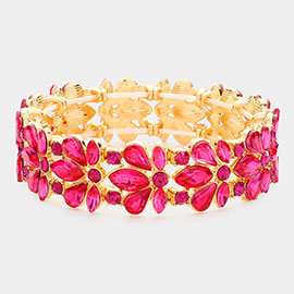 Floral Crystal Stretch Evening Bracelet