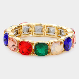 Cushion Square Stone Stretch Evening Bracelet