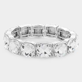 Cushion Square Stone Stretch Evening Bracelet