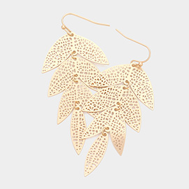 Filigree Metal Leaf Link Dangle Earrings