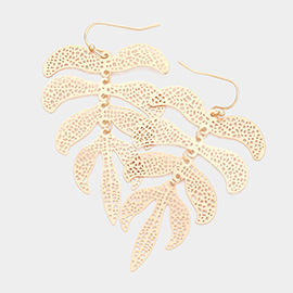 Filigree Metal Leaf Link Dangle Earrings