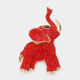 Rhinestone Embellished Elephant Pin Brooch