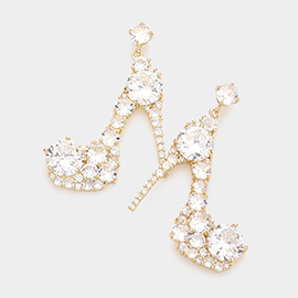 CZ Stiletto Heel Dangle Evening Earrings