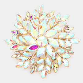 Marquise Stone Cluster Flower Pin Brooch