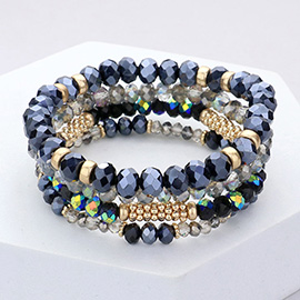 4PCS - Faceted Beaded Stretch Bracelets