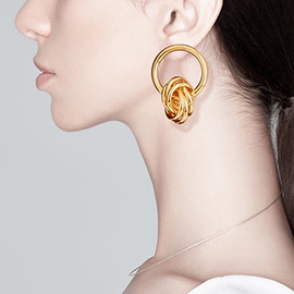 Multi Layered Open Metal Circle Link Earrings