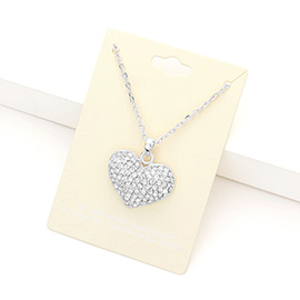 Rhinestone Embellished Heart Pendant Necklace