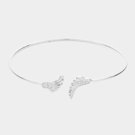 Brass Metal CZ Embellished Angel Wing Tip Cuff Bracelet