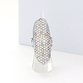 Rhinestone Embellished Oval Stretch Ring