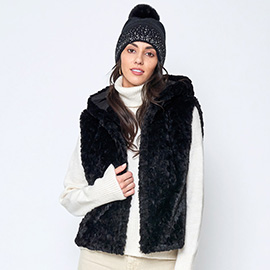 Solid Faux Fur Hooded Vest