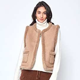 Faux Suede Sherpa Vest