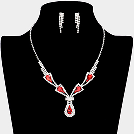 Teardrop Stone Accented Rhinestone Necklace