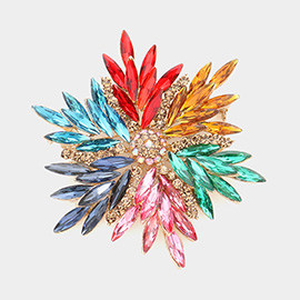 Marquise Stone Cluster Flower Pin Brooch