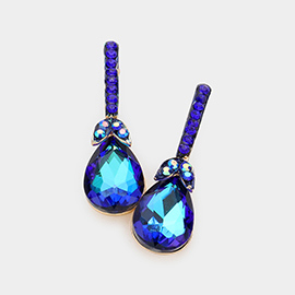 Teardrop Stone Accented Evening Earrings