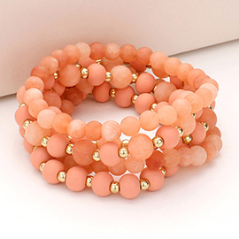 5PCS - Natural Stone Wood Ball Stretch Bracelets