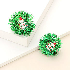 Enamel Christmas Tree Tinsel Earrings