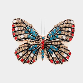 Rhinestone Embellished Butterfly Pin Brooch