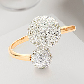 Rhinestone Embellished Double Ball Hinged Evening Bracelet