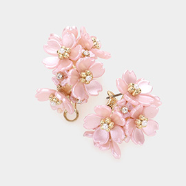 Flower Cluster Half Hoop Earrings