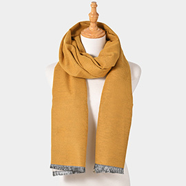 Reversible Frayed Oblong Scarf